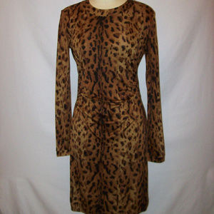 Tory Burch Animal Print Silk Jersey Draped Dress